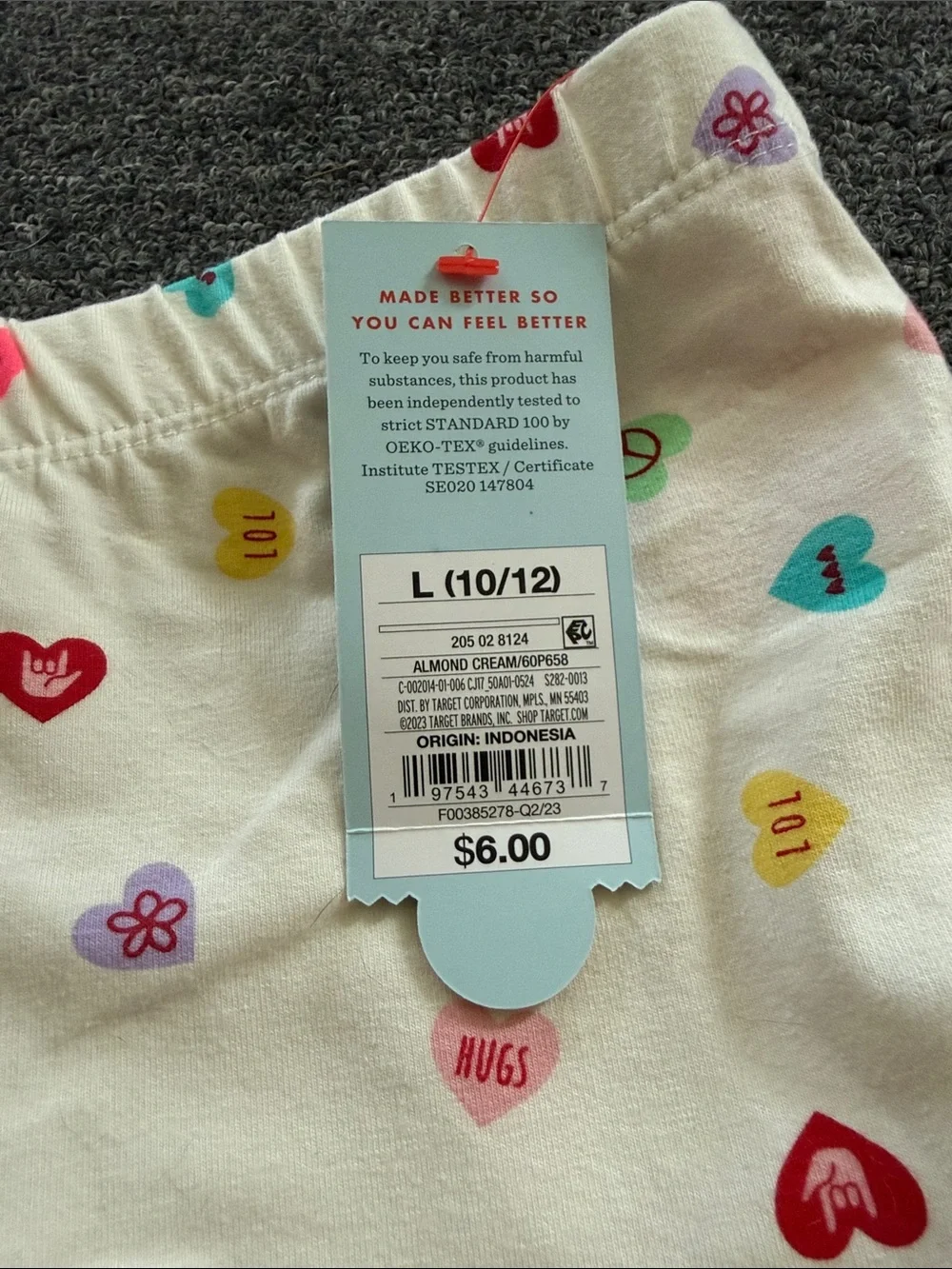 Cat & Jack Cream Pajama Bottoms with Multicolor Heart & Icon Print